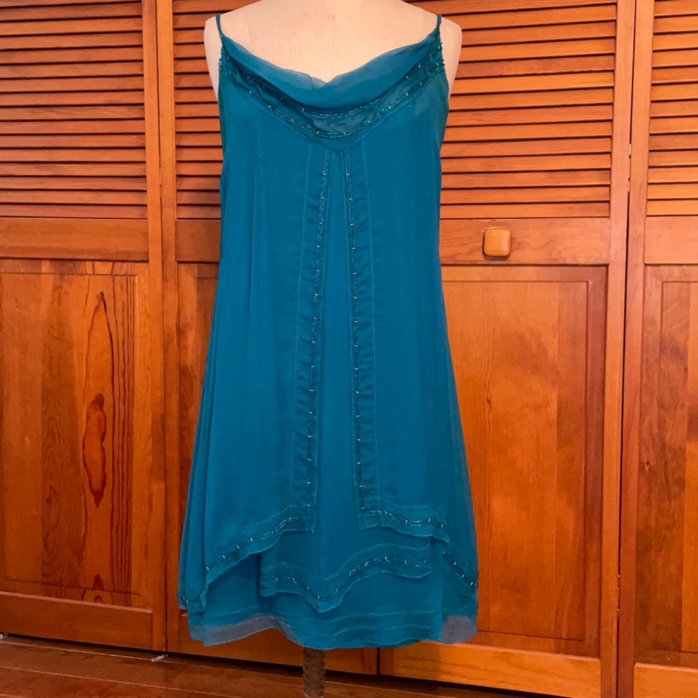 DVF swing A-line dress silk dress w/beaded detail.